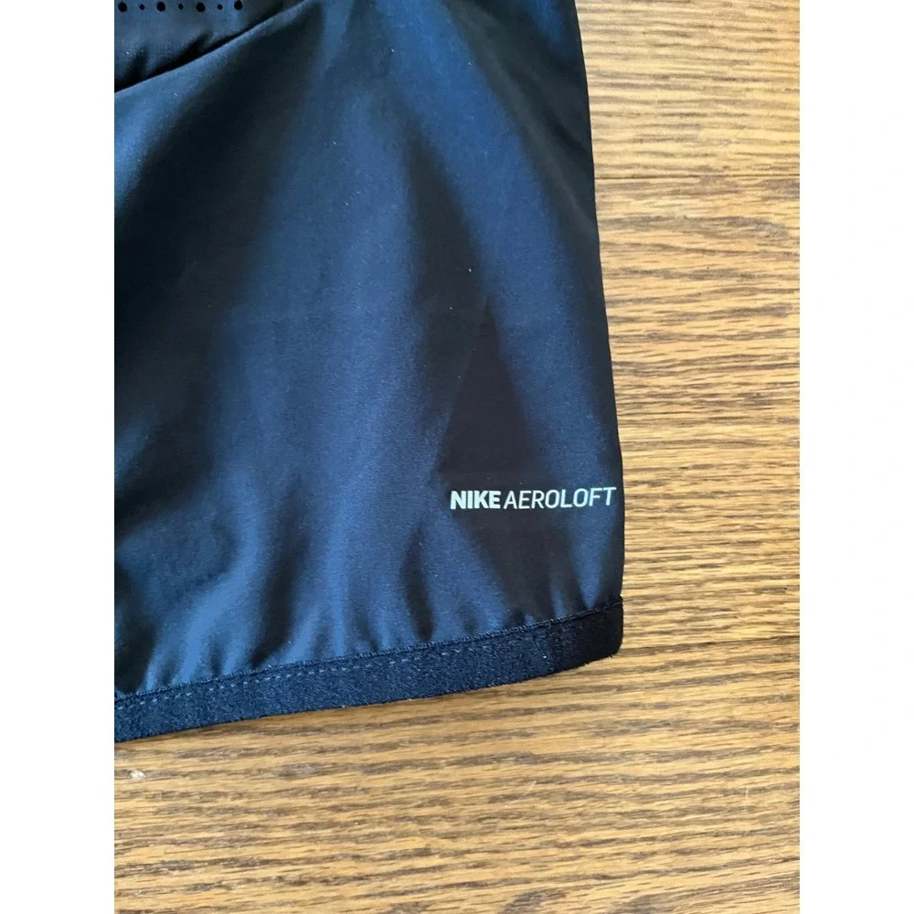 Nike Aeroloft Running Vest Mens XL Black Geometric Reflective Down Fill Training